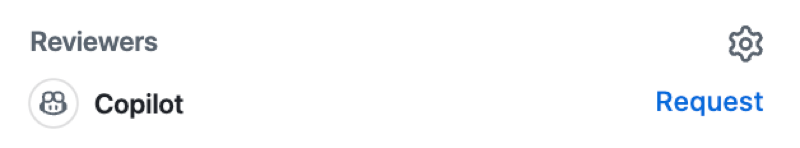 Copilot listed in the pull request Reviewers section with a Request button